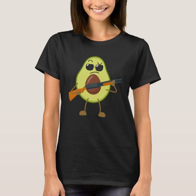 Avocado Shotguncado Armed and Dangerous T Shirt (Framsida)