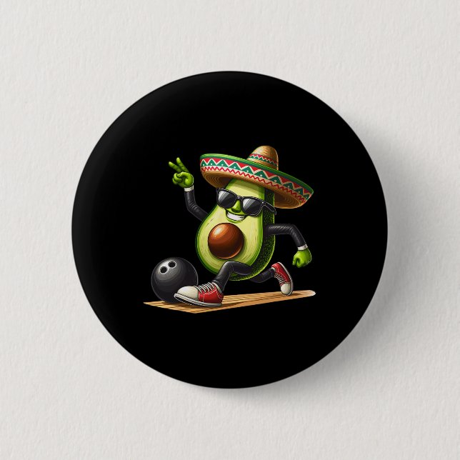 Avocado Showing Bowling Skills Cinco De Mayo Funny Knapp (Framsida)