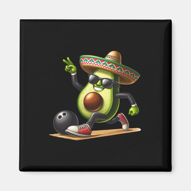 Avocado Showing Bowling Skills Cinco De Mayo Funny Magnet (Framsidan)