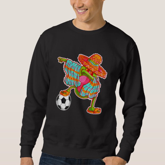 Avocado Soccer Dabbing Cinco De Mayo Mexican Ponch Lång Ärmad Tröja (Framsida)