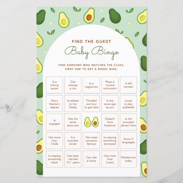 Avocado, sök upp gästbabyvilan Bingo (Framsida)