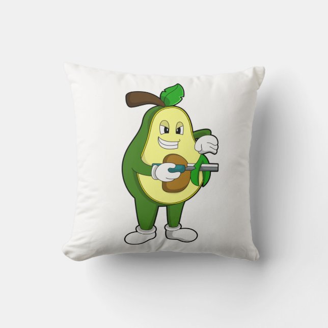 Avocado som Hairdresser med Razor Kudde (Framsida)