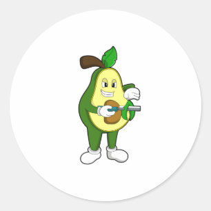 Avocado som Hairdresser med Razor Runt Klistermärke