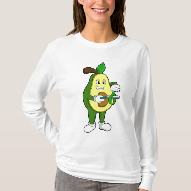 Avocado som Hairdresser med Razor T Shirt (Framsida)