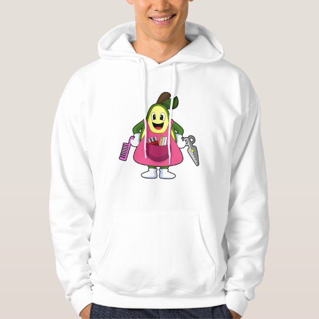 Avocado som Hairdresser med saxar & Comb Hoodie (Framsida)