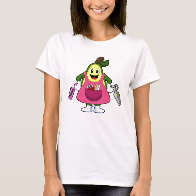 Avocado som Hairdresser med saxar & Comb T Shirt (Framsida)