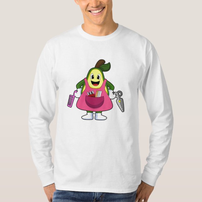Avocado som Hairdresser med saxar & Comb T Shirt (Framsida)