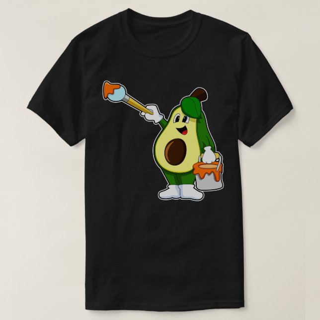 Avocado som Målare med Pensel T Shirt (Design framsida)
