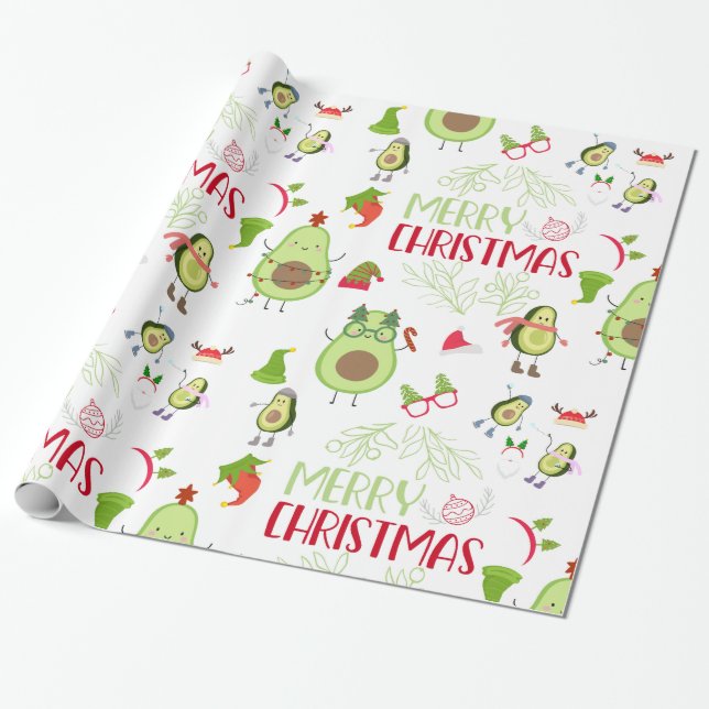 Avocado söt God jul  Presentpapper (Utrullad)
