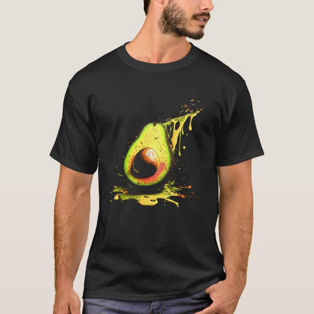 Avocado Splash Vegan Vegetarian Healthy Food T Shirt (Framsida)