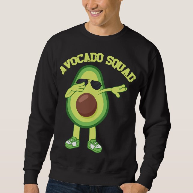 Avocado Squad Dab Dabbing Dope Swag Vegan Vegetari Lång Ärmad Tröja (Framsida)