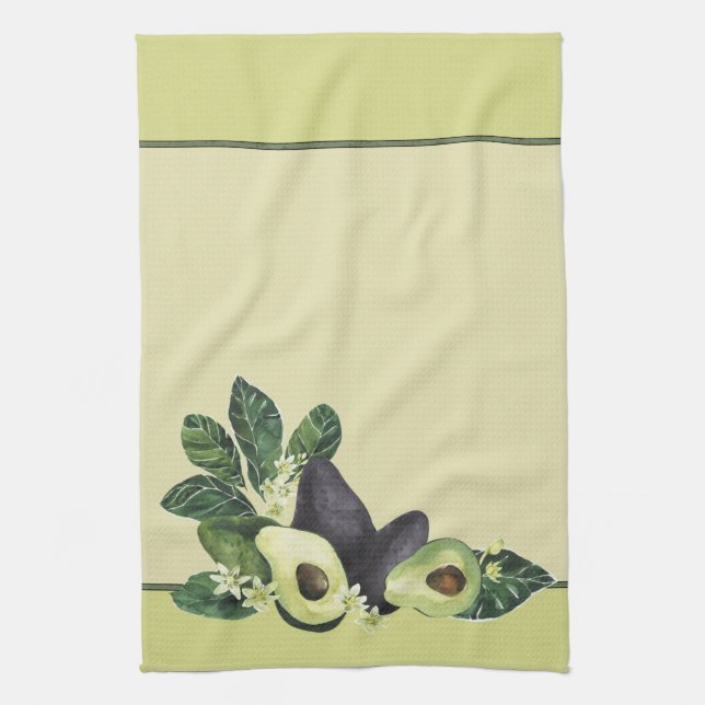 Avocado still Life Watercolor Print Kitchen Towel Kökshandduk (Vertikal)