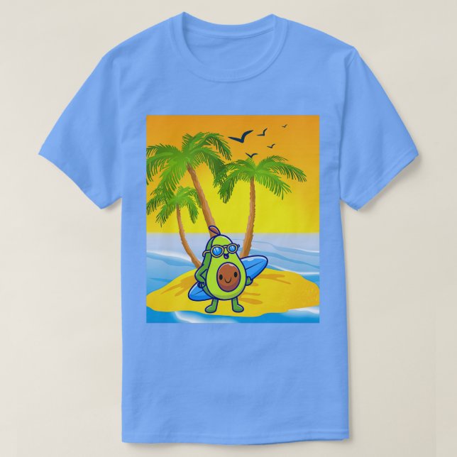 Avocado-surfan på ön t shirt (Design framsida)