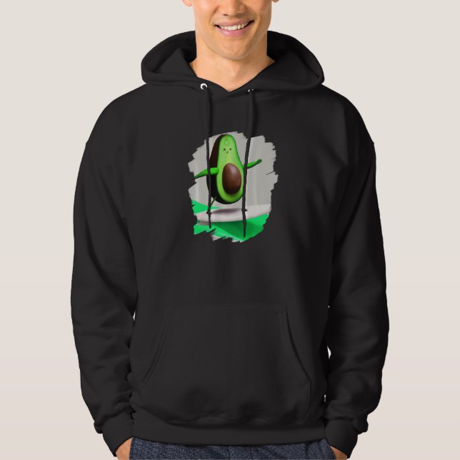 Avocado Surfing Surfer Riding Wave Ocean Cool Surf Hoodie (Framsida)