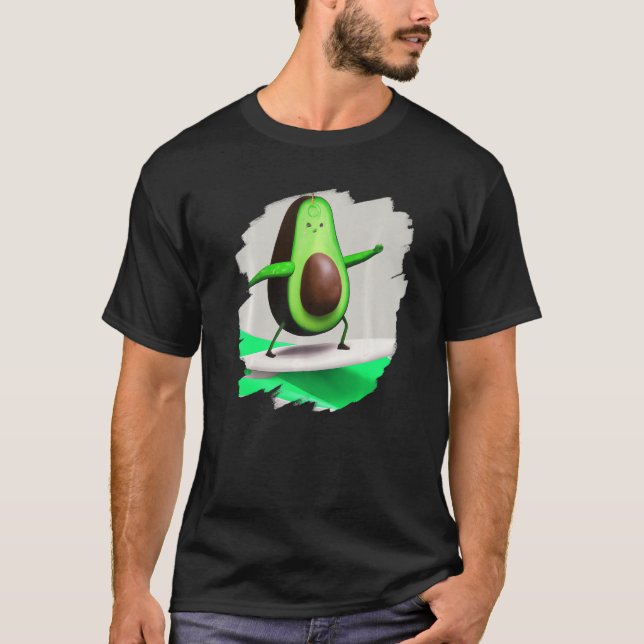 Avocado Surfing Surfer Riding Wave Ocean Cool Surf T Shirt (Framsida)