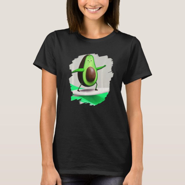 Avocado Surfing Surfer Riding Wave Ocean Cool Surf T Shirt (Framsida)