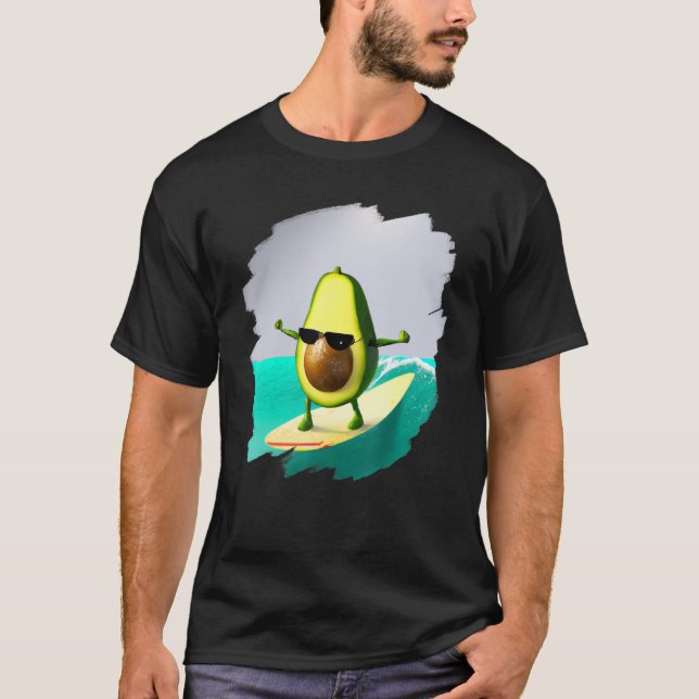 Avocado Surfing Surfer Riding Wave Ocean Cool Surf T Shirt (Framsida)