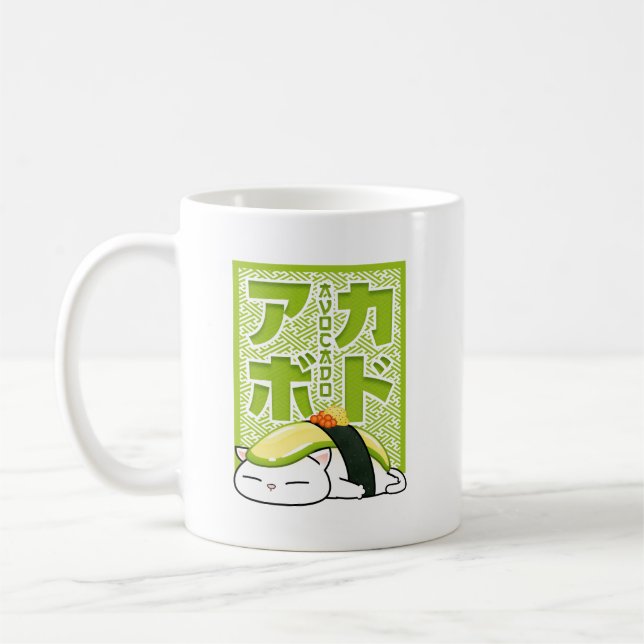 Avocado Sushi Cat Kaffemugg (Vänster)
