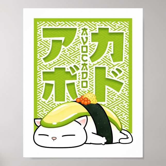 Avocado Sushi Cat Poster (Framsidan)
