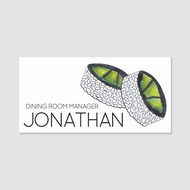 Avocado Sushi Roll Japansk Food Restaurant Namnbricka (Framsida)