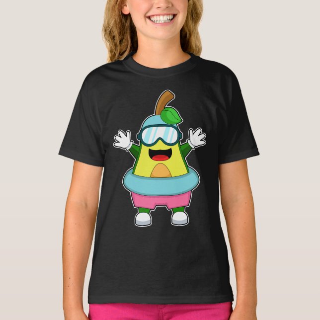Avocado Swimming Swimming goggger T Shirt (Framsida)