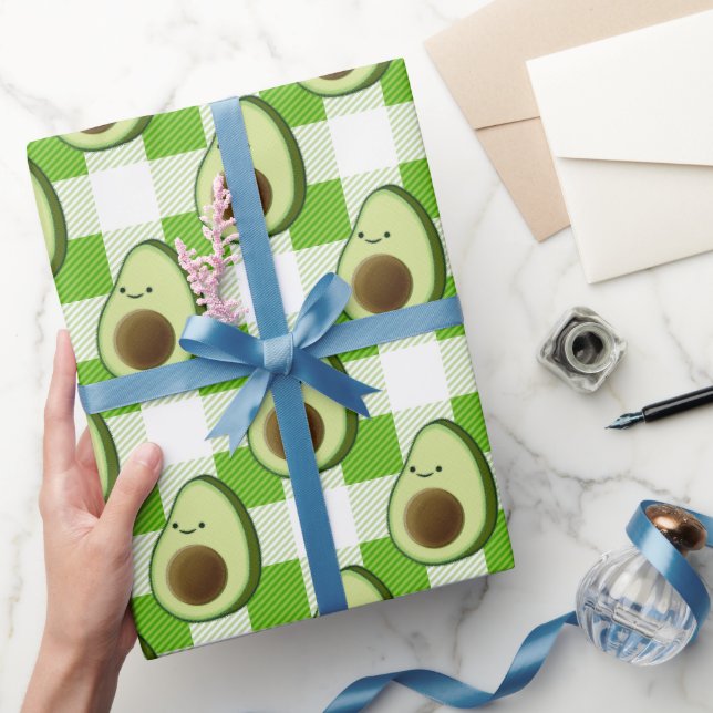 Avocado Tartan Mönster, grönt och vit blekhet Presentpapper (Gifting)