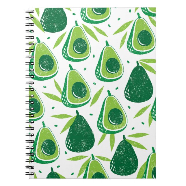Avocado, texturerad frimärke, sömlös mönster. anteckningsbok (Framsidan)