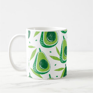 Avocado, texturerad frimärke, sömlös mönster. kaffemugg