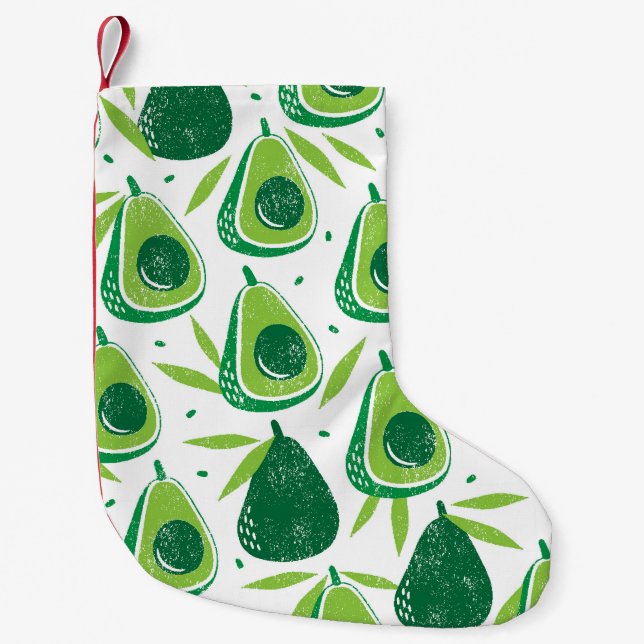Avocado, texturerad frimärke, sömlös mönster. liten julstrumpa (Framsidan)