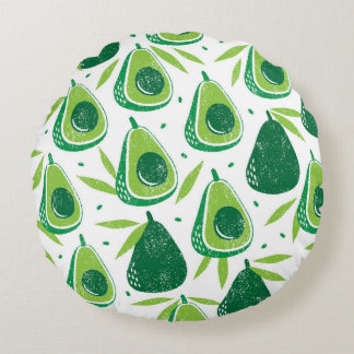 Avocado, texturerad frimärke, sömlös mönster. rund kudde