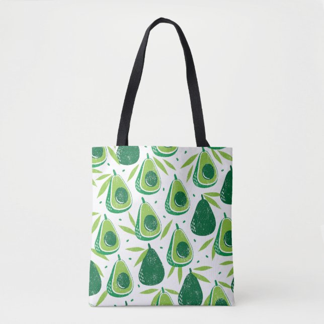 Avocado, texturerad frimärke, sömlös mönster. tygkasse (Framsida)