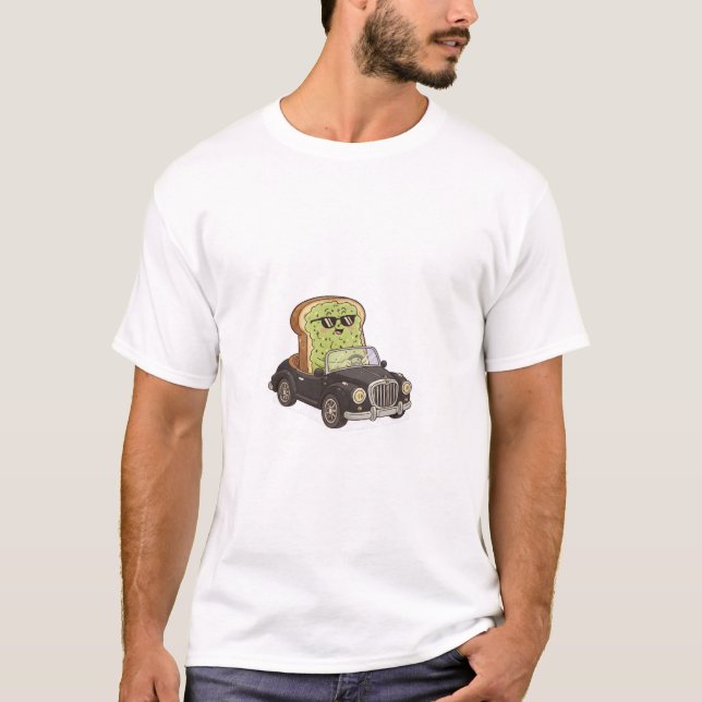 Avocado toast driving car t shirt (Framsida)
