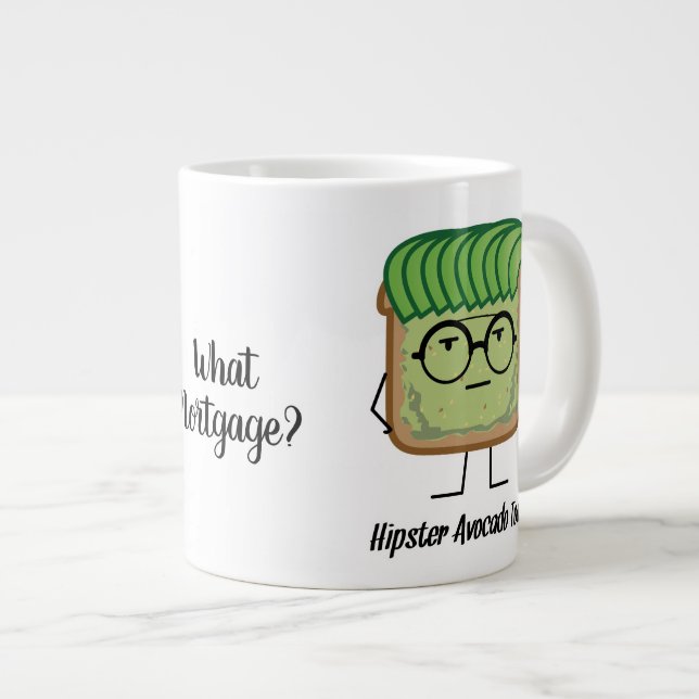 Avocado Toast Hipster glasögon, grekiskt hår Jumbo Mugg (Framsida höger)