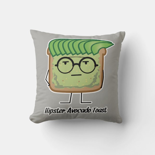 Avocado Toast Hipster glasögon, grekiskt hår Kudde (Framsida)