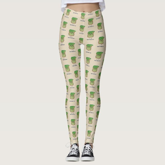 Avocado Toast Hipster glasögon, grekiskt hår Leggings (Framsida)