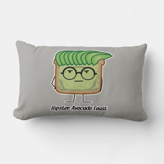 Avocado Toast Hipster glasögon, grekiskt hår Lumbarkudde (Framsida)