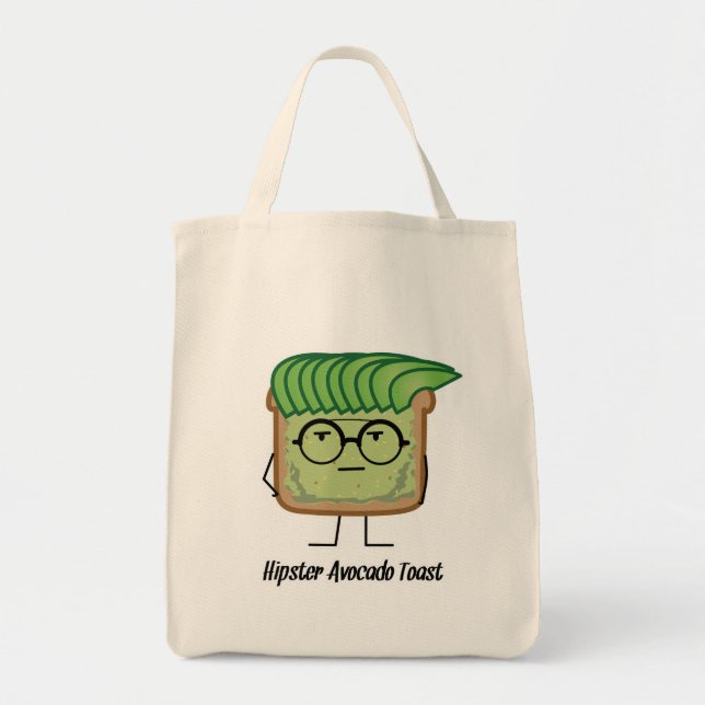 Avocado Toast Hipster glasögon, grekiskt hår Tygkasse (Framsidan)