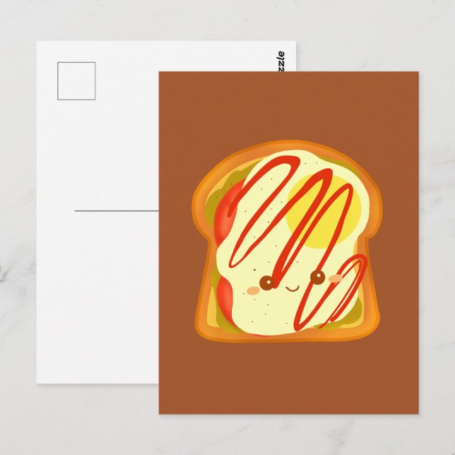 Avocado-toast med ägg och tomat vykort (Fram/baksida)