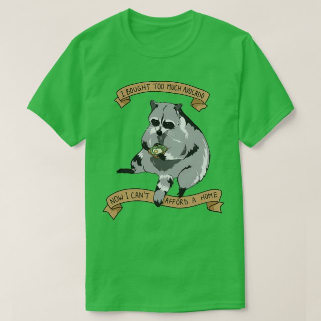 Avocado toast raccoon t shirt (Design framsida)