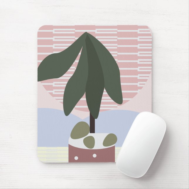 Avocado Tree Blush Dämpad Geometrisk   Musmatta (Med mus)