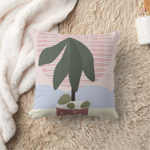 Avocado Tree Blush Dämpad Geometrisk Rosa Grön Kudde