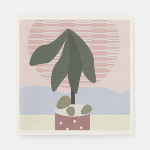 Avocado Tree Blush Dämpad Geometrisk Rosa Grön Pappersservett