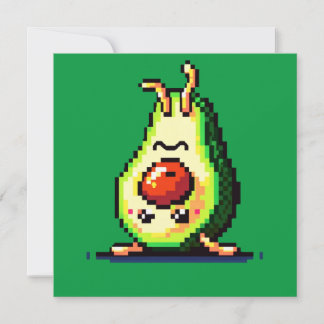 Avocado uppifrån och ned - Lustigt Pixel Art Food  Inbjudningar