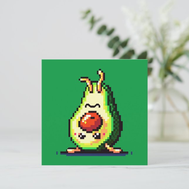 Avocado uppifrån och ned - Lustigt Pixel Art Food  Kort (Stående Fram)