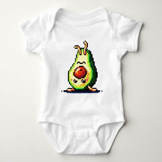 Avocado uppifrån och ned - Lustigt Pixel Art Food  T Shirt (Framsida)