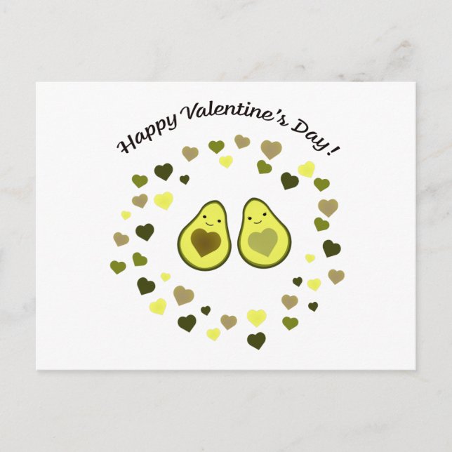 Avocado Valentine Helg Vykort (Framsida)