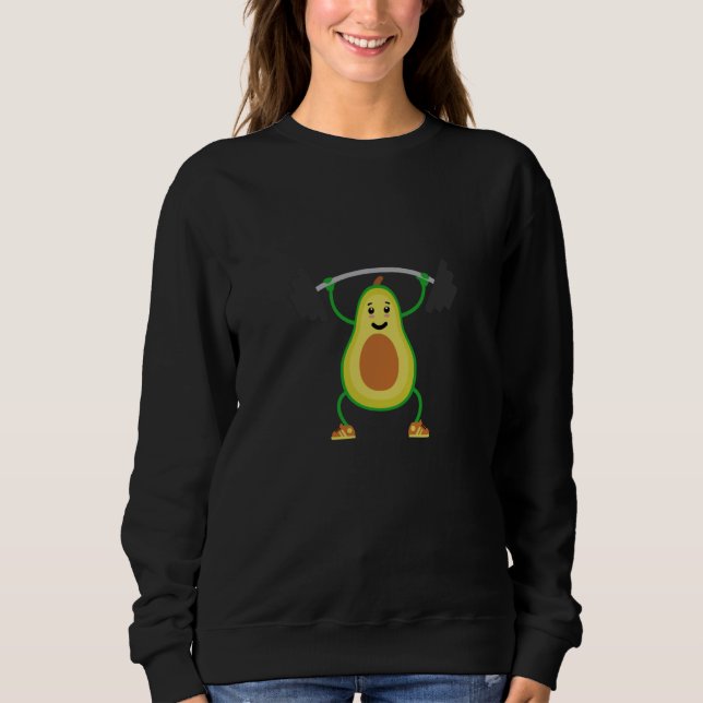 Avocado Vegan Little Man or Woman In Gym Weightlif T Shirt (Framsida)