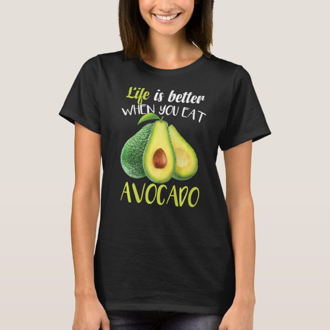 Avocado Vegan Vegetarian Guacamole T Shirt (Framsida)