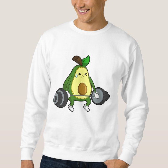 Avocado vid Fitness med Barbell Lång Ärmad Tröja (Framsida)