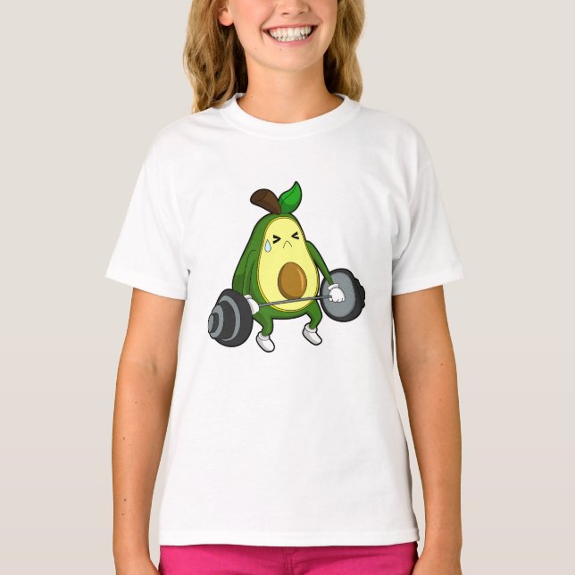 Avocado vid Fitness med Barbell T Shirt (Framsida)